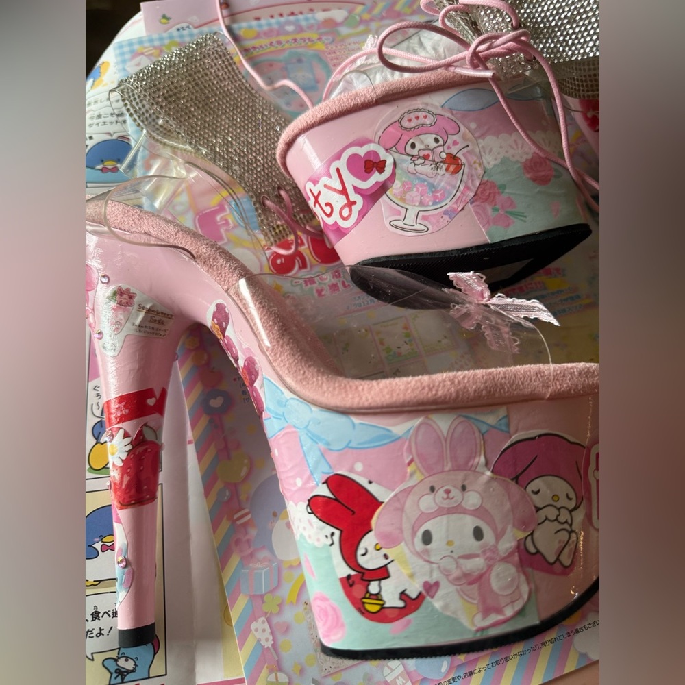 My Melody Kawaii Coquette Pink Party Stripper Heels Pleaser Platforms NEW 8 Cute - Picture 8 of 11